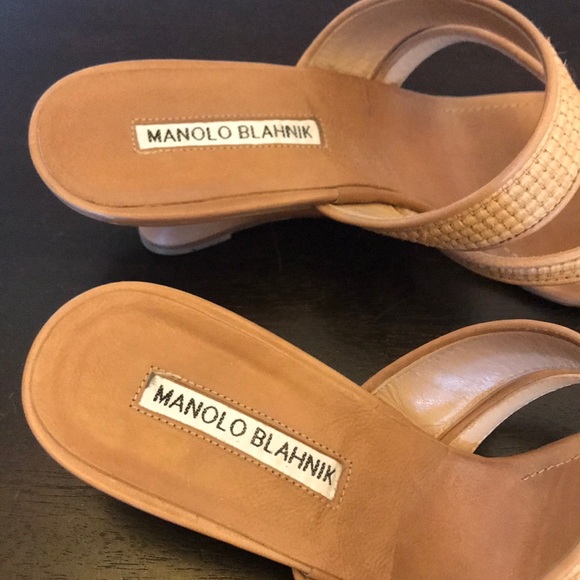 Manolo Blahnik Tan Wedge Sandals - Picture 3 of 8